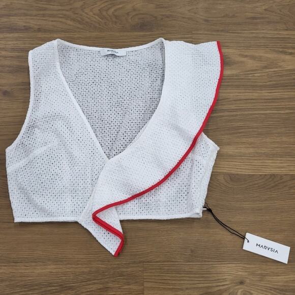 Marysia Swim NWT Seahaven Top in White and Red Size L - Picture 1 of 2
